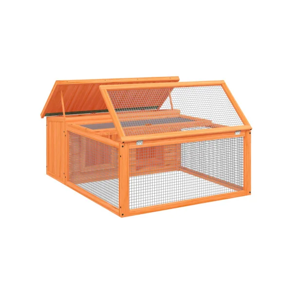 Clapier avec Enclos Extérieur en bois Massif de Pin Cage Lapin avec Parc