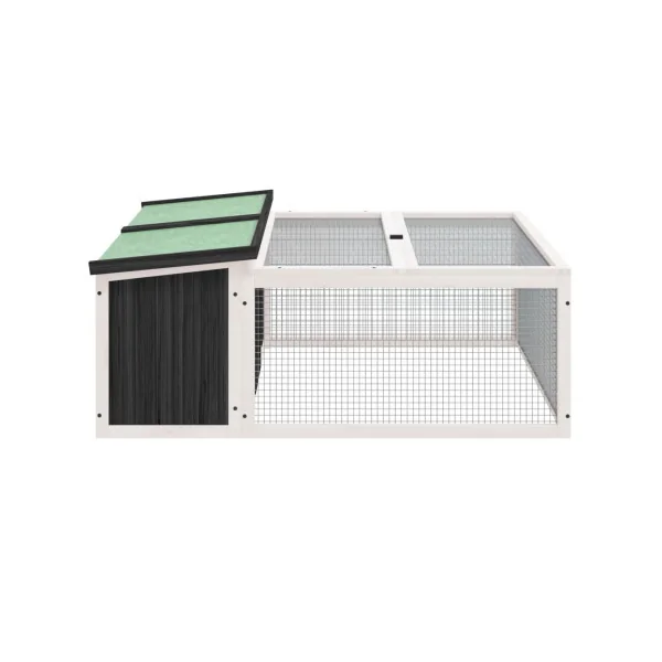 Clapier avec Enclos Extérieur en bois Massif de Pin Gris Cage Lapin avec Parc