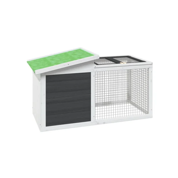 Clapier Extérieur Gris en bois Massif de Pin Cage Lapin avec Enclos