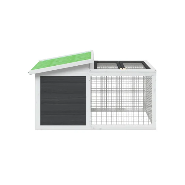 Clapier Extérieur Gris en bois Massif de Pin Cage Lapin avec Enclos