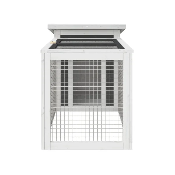 Clapier Extérieur Gris en bois Massif de Pin Cage Lapin avec Enclos