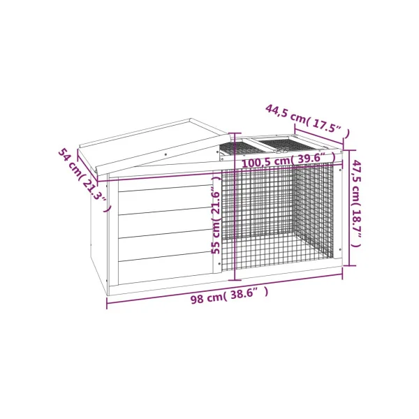 Clapier Extérieur Gris en bois Massif de Pin Cage Lapin avec Enclos