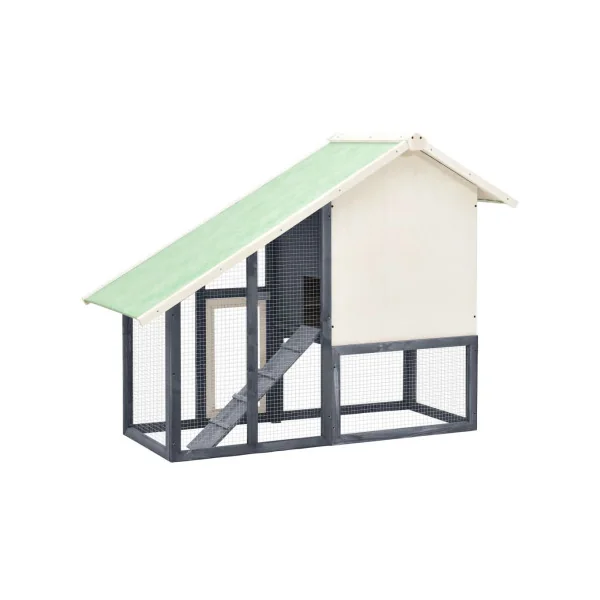 Clapier Lapin 140 cm Bois Massif Pin Gris Enclos Rongeur Parc Rongeur Cage Lapin Extérieure
