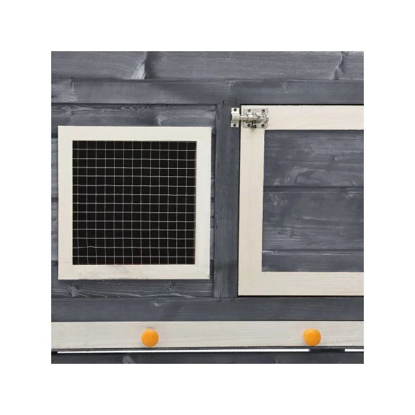 Clapier Lapin 140 cm Bois Massif Pin Gris Enclos Rongeur Parc Rongeur Cage Lapin Extérieure