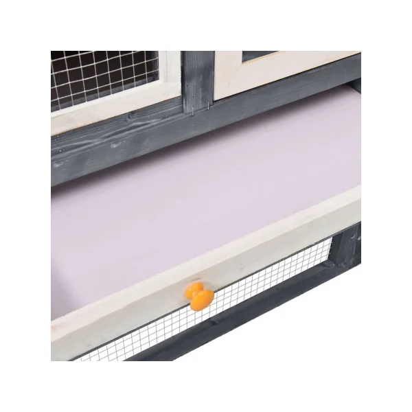 Clapier Lapin 140 cm Bois Massif Pin Gris Enclos Rongeur Parc Rongeur Cage Lapin Extérieure