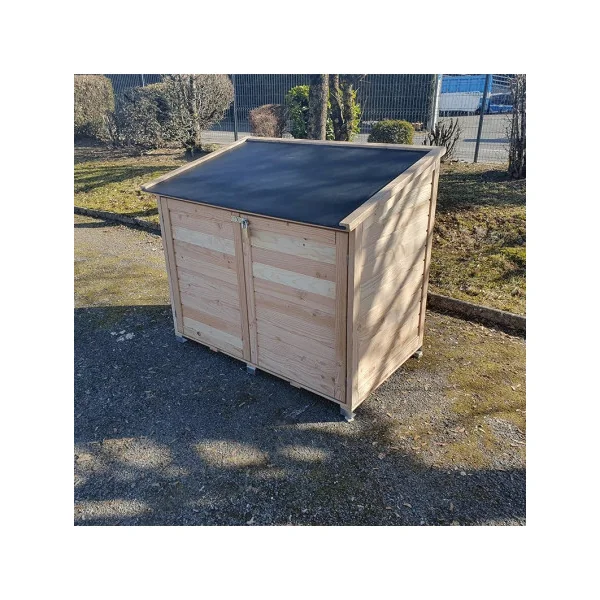 Coffre de Jardin en Douglas Massif avec Toit Polypropylène Coffre de Rangement en bois Coffre de Stockage