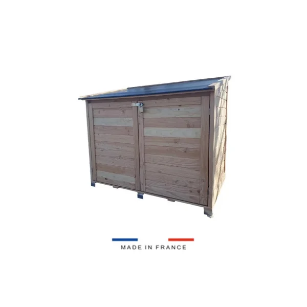 Coffre de Jardin en Douglas Massif avec Toit Polypropylène Coffre de Rangement en bois Coffre de Stockage