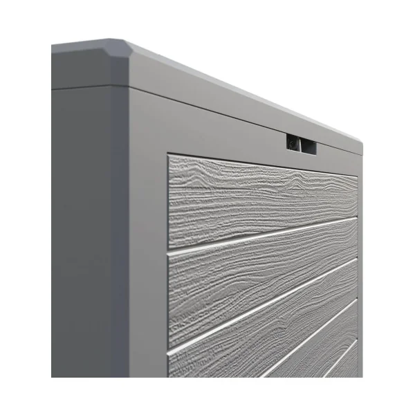 Coffre de Jardin Gris 190L Coffre de Rangement en PVC Coffre de Stockage Plastique Extérieur