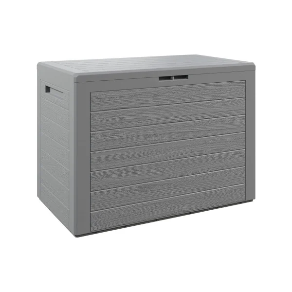 Coffre de Jardin Gris 190L Coffre de Rangement en PVC Coffre de Stockage Plastique Extérieur