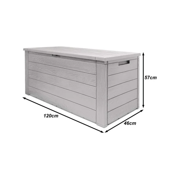 Coffre de Jardin Gris 280L Coffre de Rangement en PVC Coffre de Stockage Plastique Extérieur