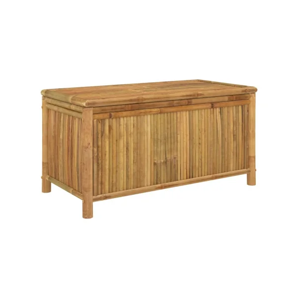 Coffre de Rangement 110 cm en Bambou Coffre Bambou de Stockage Coffre Extérieur Naturel