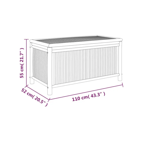 Coffre de Rangement 110 cm en Bambou Coffre Bambou de Stockage Coffre Extérieur Naturel