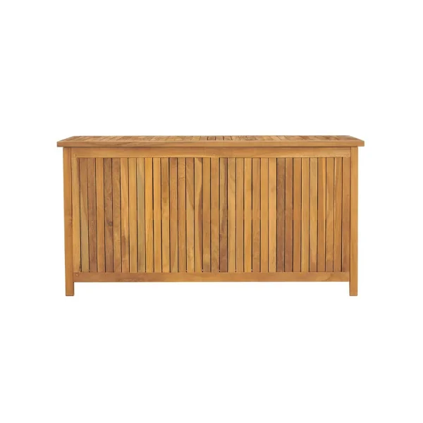 Coffre de Rangement 114 cm en Teck Massif Coffre en Bois de Stockage Coffre Extérieur en Bois