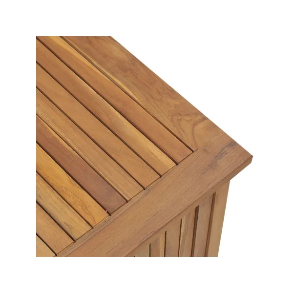 Coffre de Rangement 114 cm en Teck Massif Coffre en Bois de Stockage Coffre Extérieur en Bois