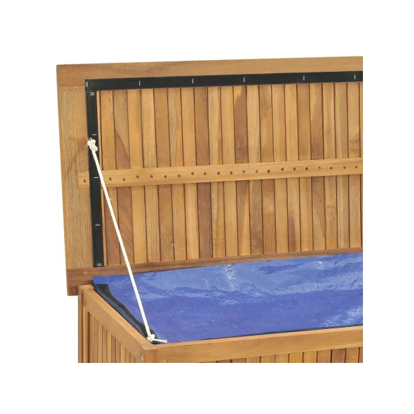 Coffre de Rangement 114 cm en Teck Massif Coffre en Bois de Stockage Coffre Extérieur en Bois
