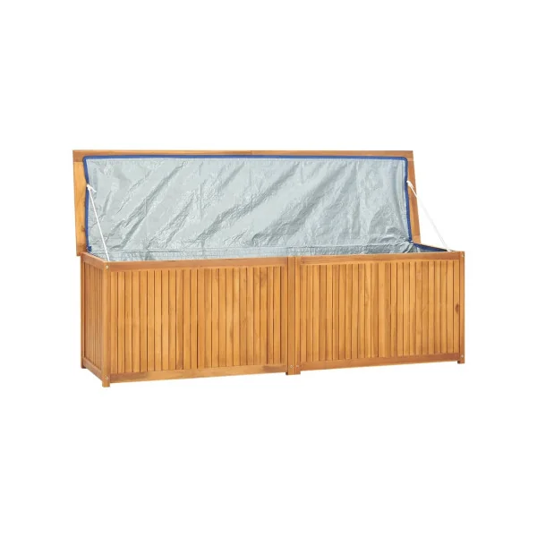 Coffre de Rangement 175 cm en Teck Massif Coffre en Bois de Stockage Coffre Extérieur en Bois