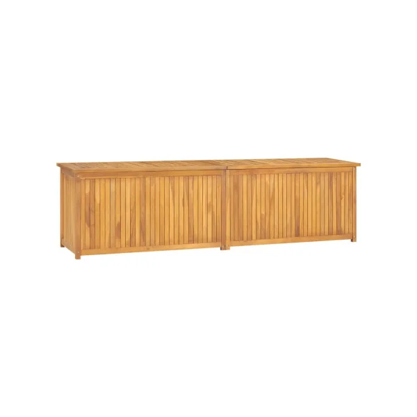 Coffre de Rangement 200 cm en Teck Massif Coffre en Bois de Stockage Coffre Extérieur en Bois