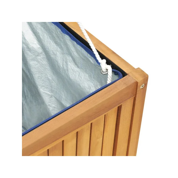 Coffre de Rangement 200 cm en Teck Massif Coffre en Bois de Stockage Coffre Extérieur en Bois