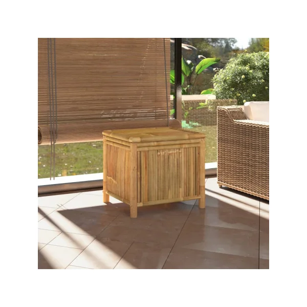 Coffre de Rangement 60 cm en Bambou Coffre Bambou de Stockage Coffre Extérieur Naturel