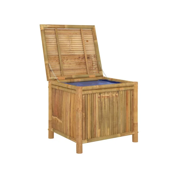 Coffre de Rangement 60 cm en Bambou Coffre Bambou de Stockage Coffre Extérieur Naturel