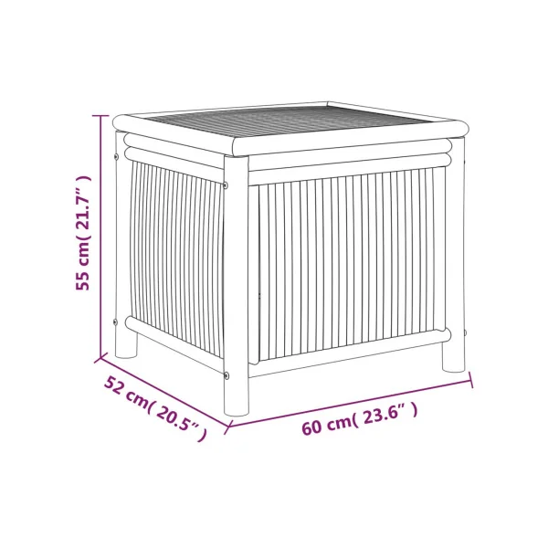 Coffre de Rangement 60 cm en Bambou Coffre Bambou de Stockage Coffre Extérieur Naturel