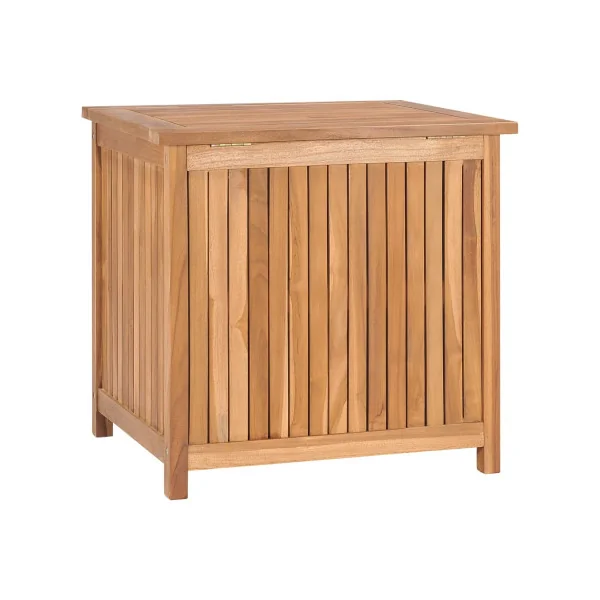 Coffre de Rangement 60 cm en Teck Massif Coffre en Bois de Stockage Coffre Extérieur en Bois