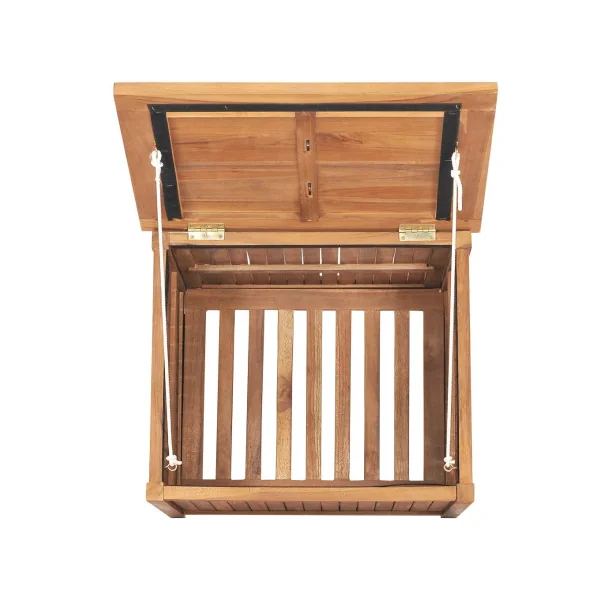 Coffre de Rangement 60 cm en Teck Massif Coffre en Bois de Stockage Coffre Extérieur en Bois