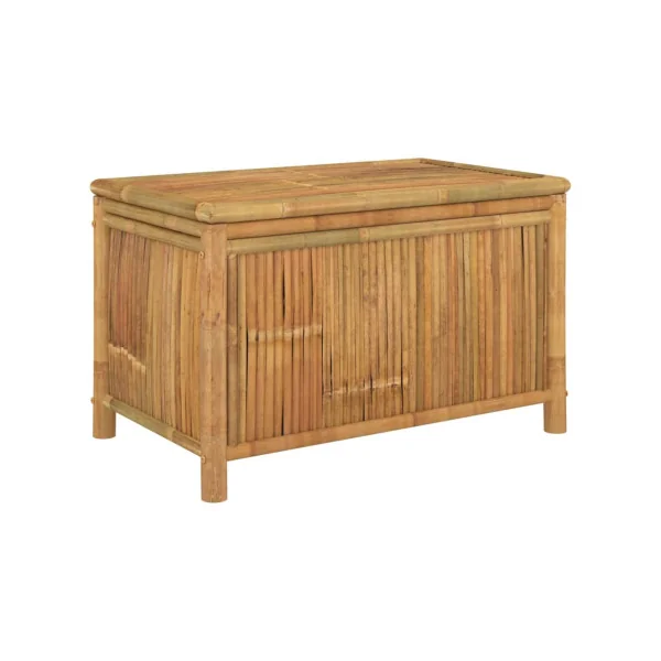 Coffre de Rangement 90 cm en Bambou Coffre Bambou de Stockage Coffre Extérieur Naturel