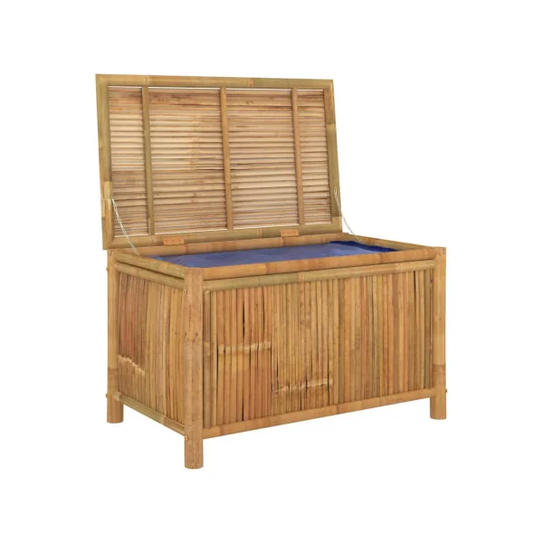 Coffre de Rangement 90 cm en Bambou Coffre Bambou de Stockage Coffre Extérieur Naturel