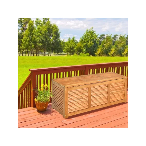Coffre Jardin Boîte de Jardin en Acacia Massif Rangement Balcon Coffre Terrasse