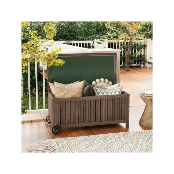 Coffre Jardin Mobile Marron 213 L Boîte de Jardin en Bois Sapin Massif Coffre Rangement Balcon Terrasse