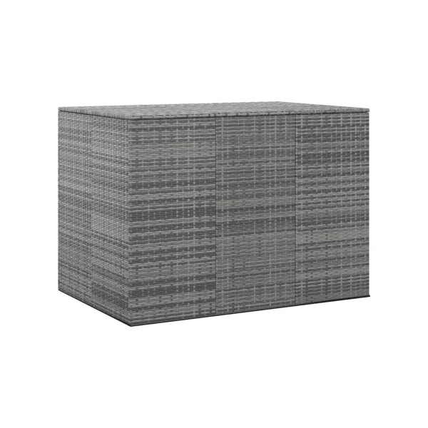 Coffre Rangement 145x100x103 cm Résine Tressée Gris Coffre de Stockage Coffre Extérieur Coffre Jardin