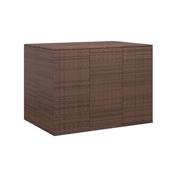 Coffre Rangement 145x100x103 cm Résine Tressée Marron Coffre de Stockage Coffre Extérieur Coffre Jardin