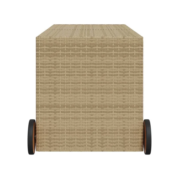 Coffre Rangement Résine Tressée Beige 120 cm Mobile Coffre de Stockage Coffre Extérieur Coffre Jardin