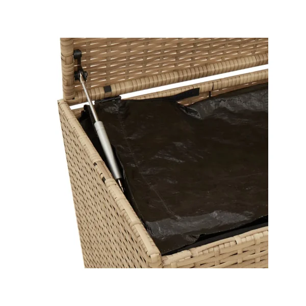 Coffre Rangement Résine Tressée Beige 120 cm Mobile Coffre de Stockage Coffre Extérieur Coffre Jardin