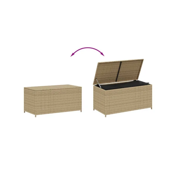 Coffre Rangement Résine Tressée Beige Coffre de Stockage Extérieur Coffre Jardin
