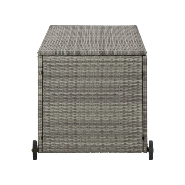 Coffre Rangement Résine Tressée Gris 120 cm Mobile Coffre de Stockage Coffre Extérieur Coffre Jardin