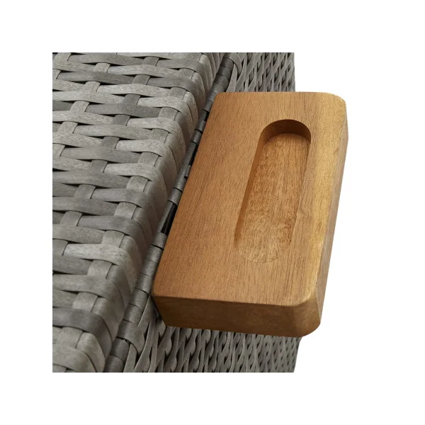 Coffre Rangement Résine Tressée Gris 120 cm Mobile Coffre de Stockage Coffre Extérieur Coffre Jardin