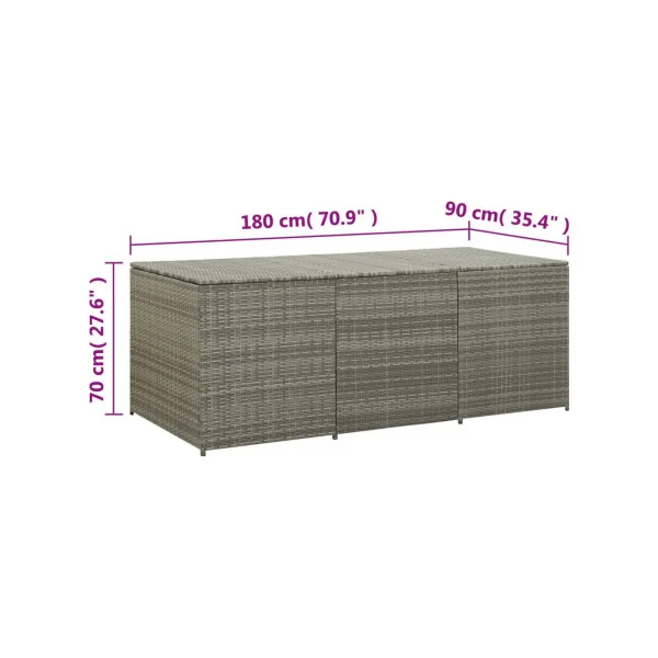 Coffre Rangement Résine Tressée Gris 980L Coffre de Stockage Extérieur Coffre Jardin