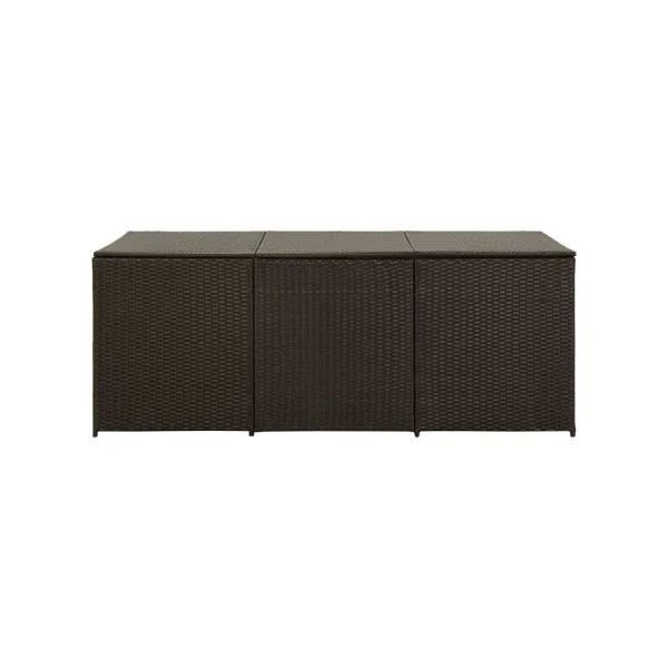Coffre Rangement Résine Tressée Marron 980L Coffre de Stockage Extérieur Coffre Jardin
