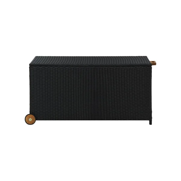 Coffre Rangement Résine Tressée Noir 120 cm Mobile Coffre de Stockage Coffre Extérieur Coffre Jardin