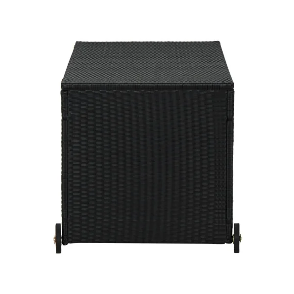 Coffre Rangement Résine Tressée Noir 120 cm Mobile Coffre de Stockage Coffre Extérieur Coffre Jardin