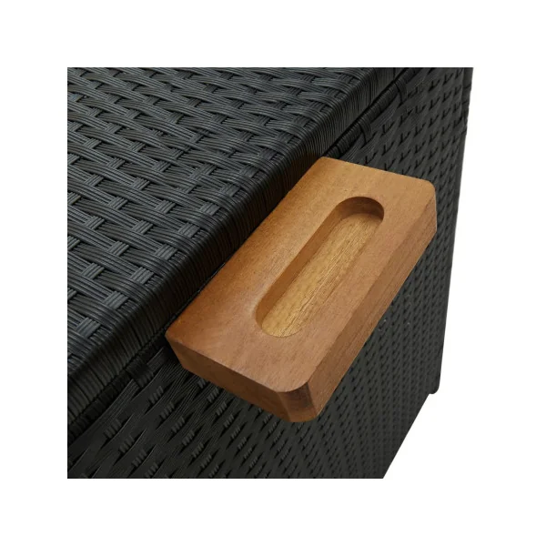 Coffre Rangement Résine Tressée Noir 120 cm Mobile Coffre de Stockage Coffre Extérieur Coffre Jardin
