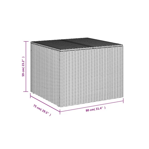 Coffre Rangement Résine Tressée Noir 290L Coffre de Stockage Coffre Extérieur Coffre Jardin