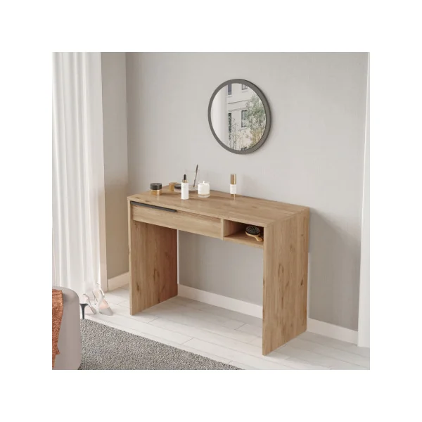 Coiffeuse Chêne 1 Tiroir Table Maquillage Chambre