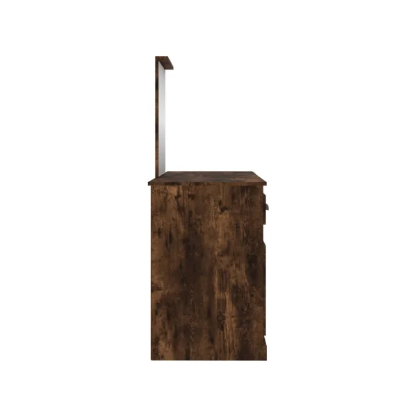 Coiffeuse Chêne Fumé 2 Tiroirs avec Miroir Coiffeuse Contemporaine Table Maquillage Bois Brun