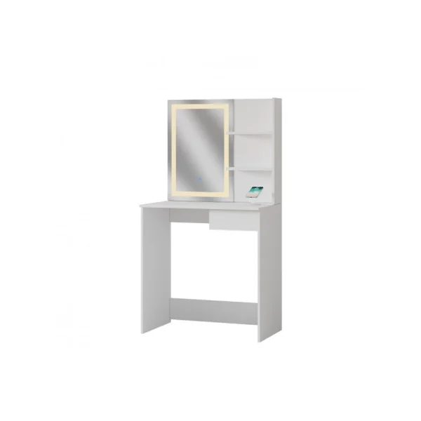 Coiffeuse Table Maquillage Blanche Miroir Led + Station de Charge Coiffeuse moderne Femme Coiffeuse Chambre