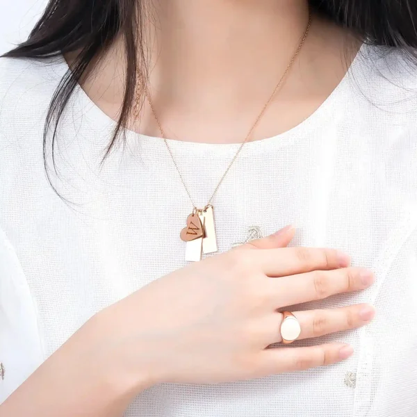 Collier en acier inoxydable en forme de cœur et de barre (6 pièces)