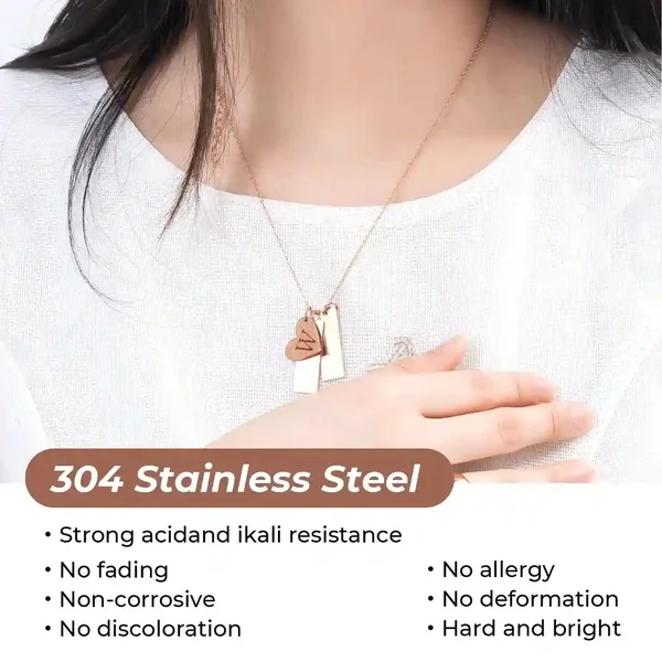 Collier en acier inoxydable en forme de cœur et de barre (6 pièces)