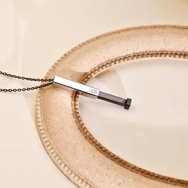 Collier en acier inoxydable noir à message caché (3 pièces)